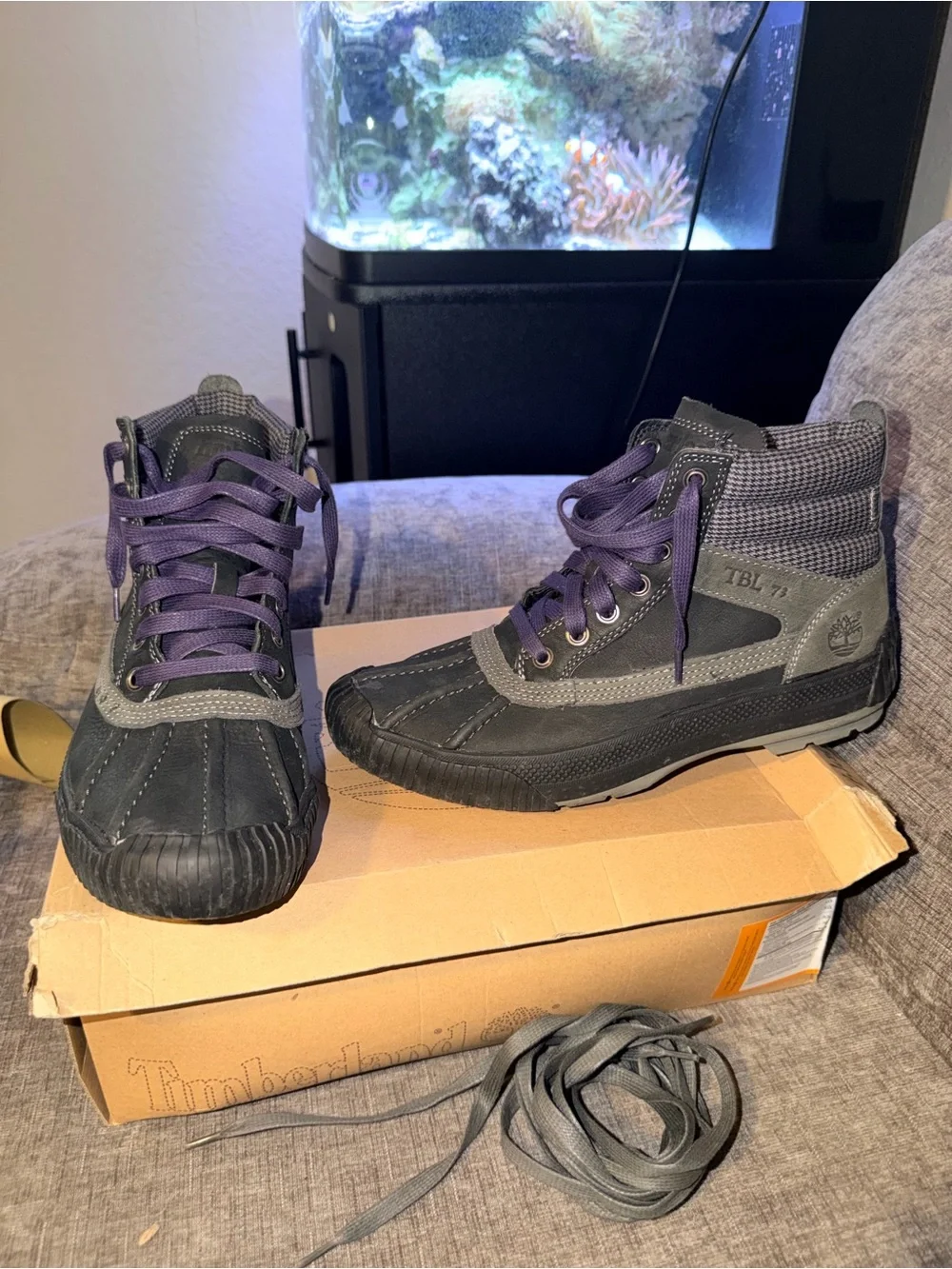 Timberland TBL 73 Hookset High Top Shoes Gray Purple Men’s Size 8.5
